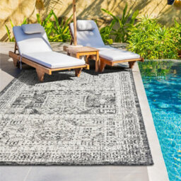 Homeart Outdoor Indoor Rug, Easy Clean, Uv Weather Resistant Rug For Patio, Gardenvintage Black, Cream,200X290Cm - thumbnail 2