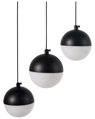 Wyld And Coco Novalux Pendant Lamp - Matte Black Aluminium, 3 Integrated Led Lights, Round Opal Shade, Adjustable Height - image 1