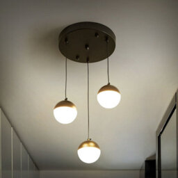 Wyld And Coco Novalux Pendant Lamp - Matte Black Aluminium, 3 Integrated Led Lights, Round Opal Shade, Adjustable Height - thumbnail 2