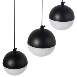 Wyld And Coco Novalux Pendant Lamp - Matte Black Aluminium, 3 Integrated Led Lights, Round Opal Shade, Adjustable Height - thumbnail 4