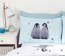 Homespace Direct Ltd Starry Penguins Blue Xmas Duvet Cover Set Christmas Bedding - thumbnail 3
