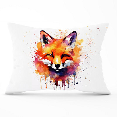 Warren Reed Designer Watercolour Splashart Fox Face Cushions 33Cm X 48Cm
