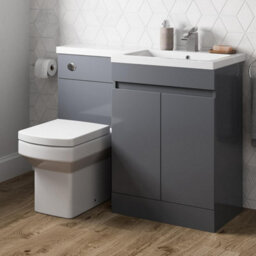 Affine Bathroom Vanity Unit Basin 1100 mm Toilet Combined Furniture Right Hand Rh Grey - thumbnail 2