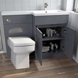 Affine Bathroom Vanity Unit Basin 1100 mm Toilet Combined Furniture Right Hand Rh Grey - thumbnail 4