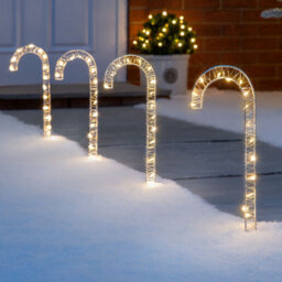 Christow Christmas 4 Micro Led Candy Cane Path Light Decorations