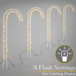 Christow Christmas 4 Micro Led Candy Cane Path Light Decorations - thumbnail 3