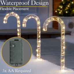 Christow Christmas 4 Micro Led Candy Cane Path Light Decorations - thumbnail 6