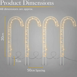 Christow Christmas 4 Micro Led Candy Cane Path Light Decorations - thumbnail 7