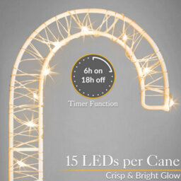 Christow Christmas 4 Micro Led Candy Cane Path Light Decorations - thumbnail 4