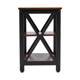 Living And Home Vintage Wooden Bedside Table Side Table With 2 Tier Storage Shelf - thumbnail 3