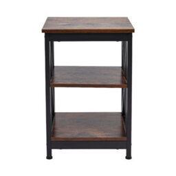 Living And Home Vintage Wooden Bedside Table Side Table With 2 Tier Storage Shelf - thumbnail 2
