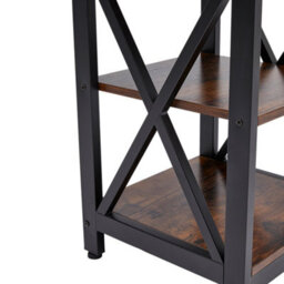 Living And Home Vintage Wooden Bedside Table Side Table With 2 Tier Storage Shelf - thumbnail 5