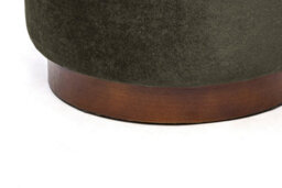 Nordlys Brown Velvet Pouf With Wooden Base Vintage Style Living Room - thumbnail 5