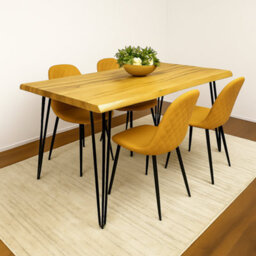Kosy Koala Modern Dining Table Set With 4 Mustard Gem Pattern Chairs Dining Room Furniture - thumbnail 1