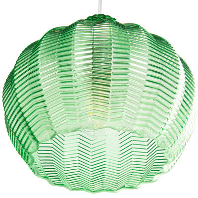 Wyld And Coco Aurora Home Pendant Lamp - Bell-Shaped Green Glass Shade, Adjustable Cable, Retro Lighting - image 1