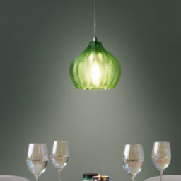 Wyld And Coco Aurora Home Pendant Lamp - Bell-Shaped Green Glass Shade, Adjustable Cable, Retro Lighting - thumbnail 2