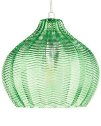 Wyld And Coco Aurora Home Pendant Lamp - Bell-Shaped Green Glass Shade, Adjustable Cable, Retro Lighting - thumbnail 3