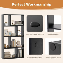 Costway 5-Tier Geometric Bookshelf 120 Cm Tall Bookcase Modern 8-Cube Display Shelving - thumbnail 7