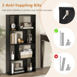 Costway 5-Tier Geometric Bookshelf 120 Cm Tall Bookcase Modern 8-Cube Display Shelving - thumbnail 9