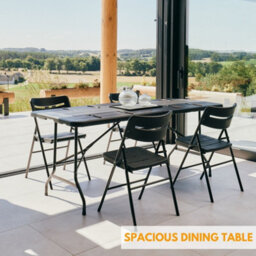 Novecrafto 6Ft Folding Table & 4 Folding Chairs Set - Heavy-Duty Black Hdpe, Steel Frames Camping Table & Chairs For Indoor/outdoor Use - thumbnail 2