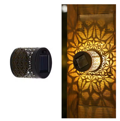 Solar Grid Pattern Wall Light Outdoor Garden Fence Projector Lamp Patio Ambient Deco - image 1