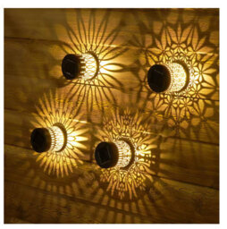 Solar Grid Pattern Wall Light Outdoor Garden Fence Projector Lamp Patio Ambient Deco - thumbnail 4