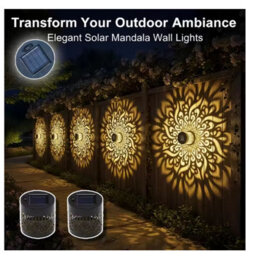 Solar Grid Pattern Wall Light Outdoor Garden Fence Projector Lamp Patio Ambient Deco - thumbnail 5