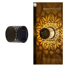 Solar Grid Pattern Wall Light Outdoor Garden Fence Projector Lamp Patio Ambient Deco