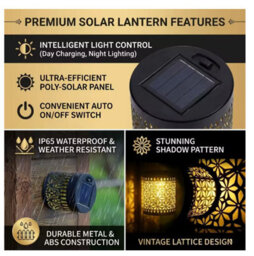Solar Grid Pattern Wall Light Outdoor Garden Fence Projector Lamp Patio Ambient Deco - thumbnail 6