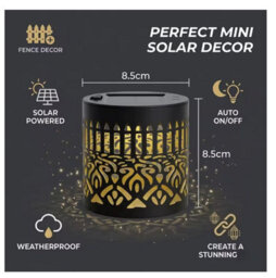 Solar Grid Pattern Wall Light Outdoor Garden Fence Projector Lamp Patio Ambient Deco - thumbnail 2