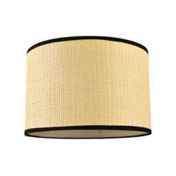 Happy Homewares Thin Strapped Rattan Drum Lamp Shade With Black Cotton Fabric Trims - thumbnail 1