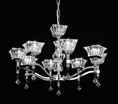 Luminosa Lighting Luminosa Bresica Lead Crystal Nickel Pendant 8 Arm Chandelier