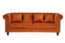 Velvet 3-Seat Sofa Rusty Orange 3 Seater Sofa, D88Xw217Xh80Cm Seat Height 43Cm - thumbnail 3