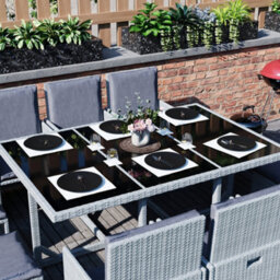 Lassic Vida Designs 10 Seater Rattan Garden Bistro Set With Outdoor Table, Chairs, Stool And Cover, Grey - thumbnail 7