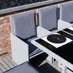 Lassic Vida Designs 10 Seater Rattan Garden Bistro Set With Outdoor Table, Chairs, Stool And Cover, Grey - thumbnail 9