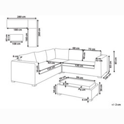 Beliani Garden Corner Sofa With Ottoman 5 Seater Rinella Rattan Grey - thumbnail 3
