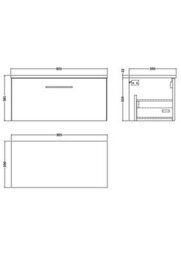 Balterley Level 800mm Wall Hung Single Drawer Vanity Unit With Laminate Worktop For Stylish Compact Bathroom Storage - Solace Oak - thumbnail 2
