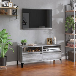 Berkfield Classic Tv Cabinet Grey Sonoma 100X34.5X44.5 Cm Engineered Wood - thumbnail 2