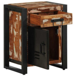 Berkfield Bedside Cabinets 2 Pcs Multicolour Solid Rough Wood Mango - thumbnail 3