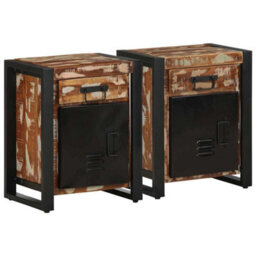 Berkfield Bedside Cabinets 2 Pcs Multicolour Solid Rough Wood Mango