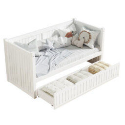 Home Treats Single Day Bed With Pocket Sprung Mattress For Kids White Wooden Childrens Bed With Drawer - thumbnail 6