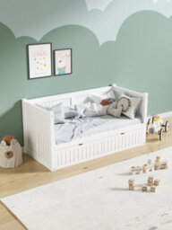 Home Treats Single Day Bed With Pocket Sprung Mattress For Kids White Wooden Childrens Bed With Drawer - thumbnail 2