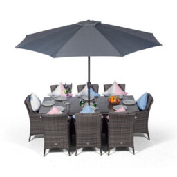 That's Furniture Savannah Rectangle 8 Seat Rattan Dining Set With Ice Bucket Drinks Cooler - Grey - thumbnail 1