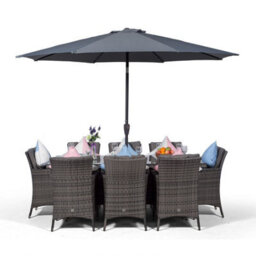That's Furniture Savannah Rectangle 8 Seat Rattan Dining Set With Ice Bucket Drinks Cooler - Grey - thumbnail 4