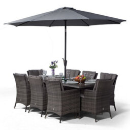 That's Furniture Savannah Rectangle 8 Seat Rattan Dining Set With Ice Bucket Drinks Cooler - Grey - thumbnail 5
