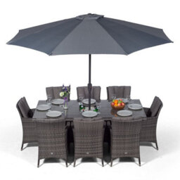 That's Furniture Savannah Rectangle 8 Seat Rattan Dining Set With Ice Bucket Drinks Cooler - Grey - thumbnail 6