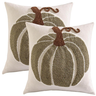 Amorly 2Pack Green Pumpkin Pillowcases, 45Cm Visual Effect Cushion Covers, Halloween & Thanksgiving Ornament, No Inserts, Couch Decor - image 1