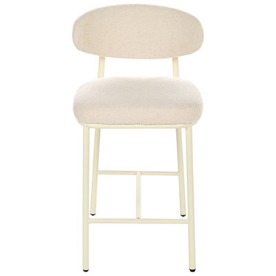 Wyld And Coco Boucle Bar Chairs Set Of 2 Armless With Powder-Coated Iron Legs Light Beige - image 1