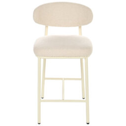 Wyld And Coco Boucle Bar Chairs Set Of 2 Armless With Powder-Coated Iron Legs Light Beige - thumbnail 1