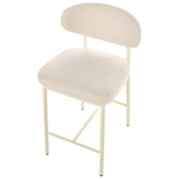 Wyld And Coco Boucle Bar Chairs Set Of 2 Armless With Powder-Coated Iron Legs Light Beige - thumbnail 7